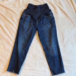 Old Navy Maternity OG Straight Jeans in Dark Blue with Navy Panel